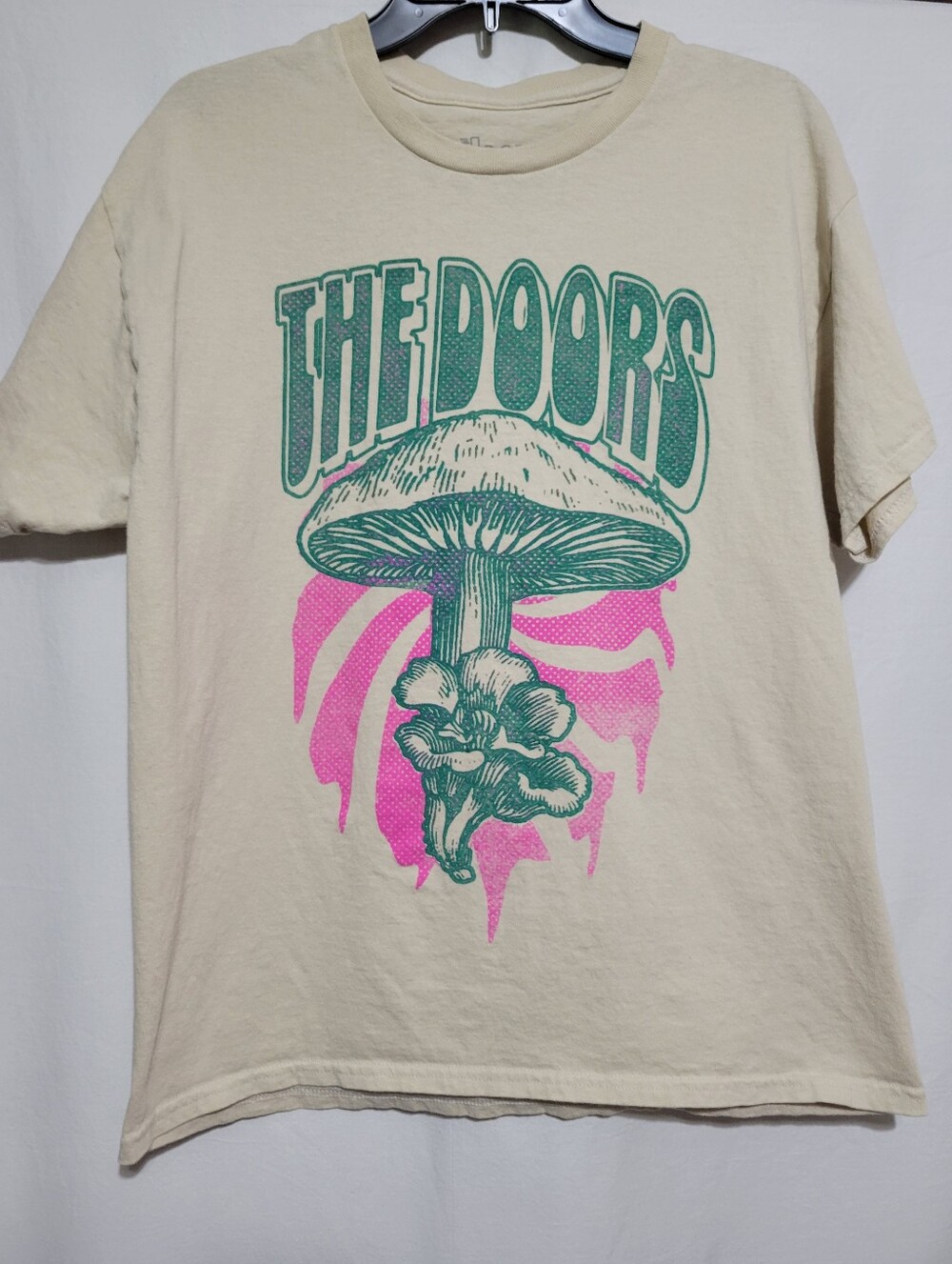 Large Graphic Tee - Cream with Pink & Green Print